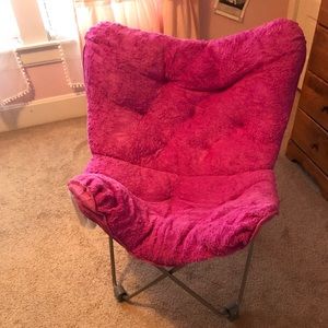 Pink fluffy butterfly chair